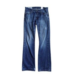 John B Stetson Blue Jeans Mens 31x33 Actual Distressed 1914 Rocker Boot Leg